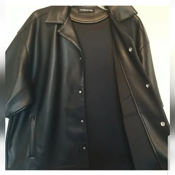 Maniere De Voir Mens Jacket Vegan Leather Size L Half Sleeves Like New - Picture 3 of 10